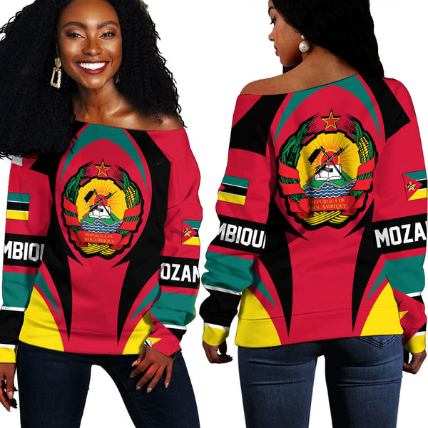 Mozambique Action Flag Off Shoulder Sweatshirts