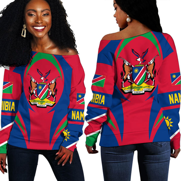 Namibia Action Flag Off Shoulder Sweatshirts