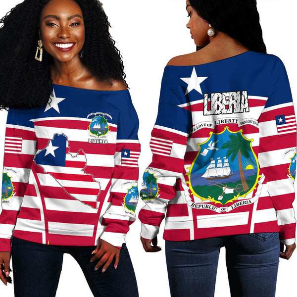 Liberia Active Flag Off Shoulder Sweatshirt