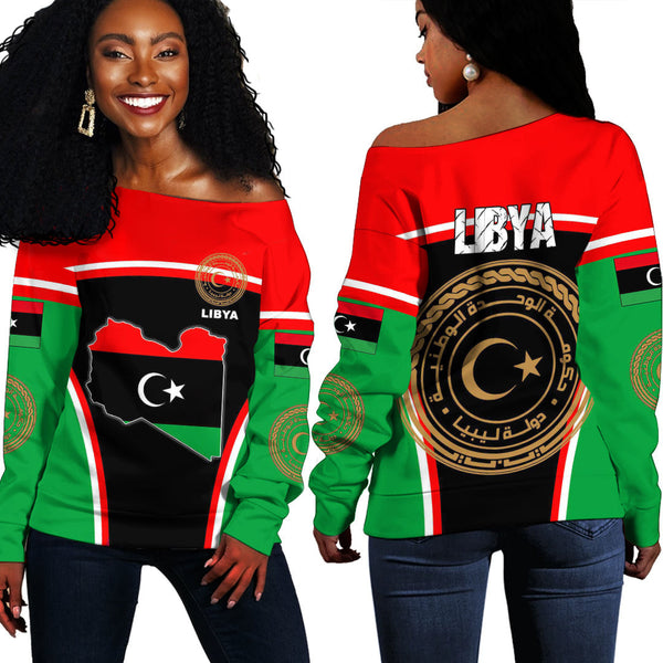 Libya Active Flag Off Shoulder Sweatshirt