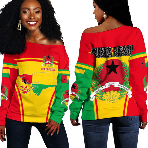 Guinea Bissau Active Flag Off Shoulder Sweatshirt