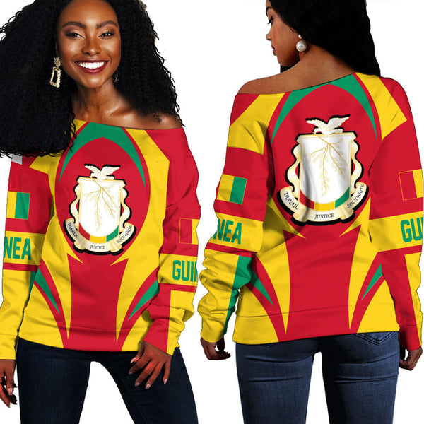 Guinea Action Flag Off Shoulder Sweatshirts