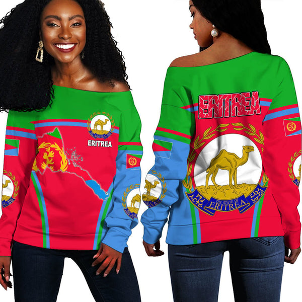 Eritrea Active Flag Off Shoulder Sweatshirt