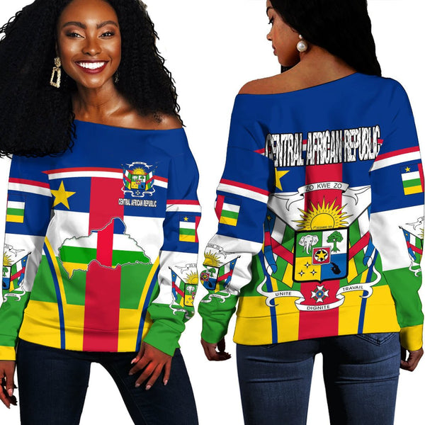 Central African Republic Active Flag Off Shoulder Sweatshirt