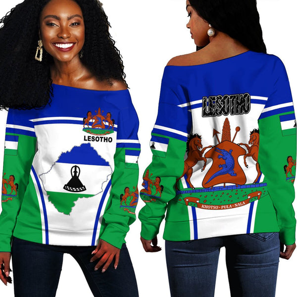 Lesotho Active Flag Off Shoulder Sweatshirt