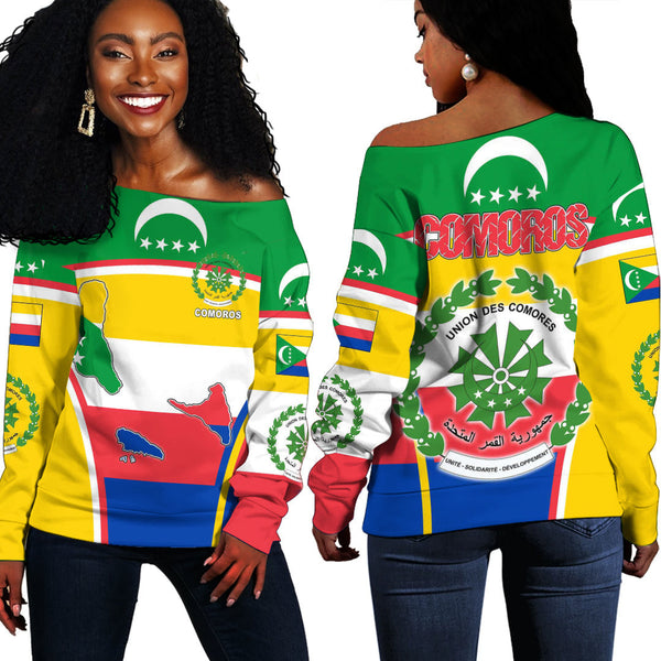 Comoros Active Flag Off Shoulder Sweatshirt