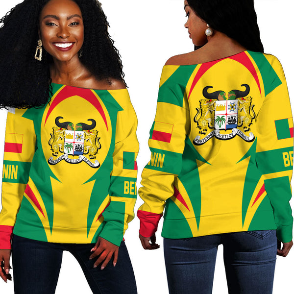 Benin Action Flag Off Shoulder Sweatshirts