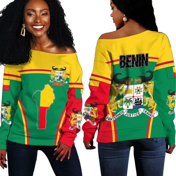 Benin Active Flag Off Shoulder Sweatshirt