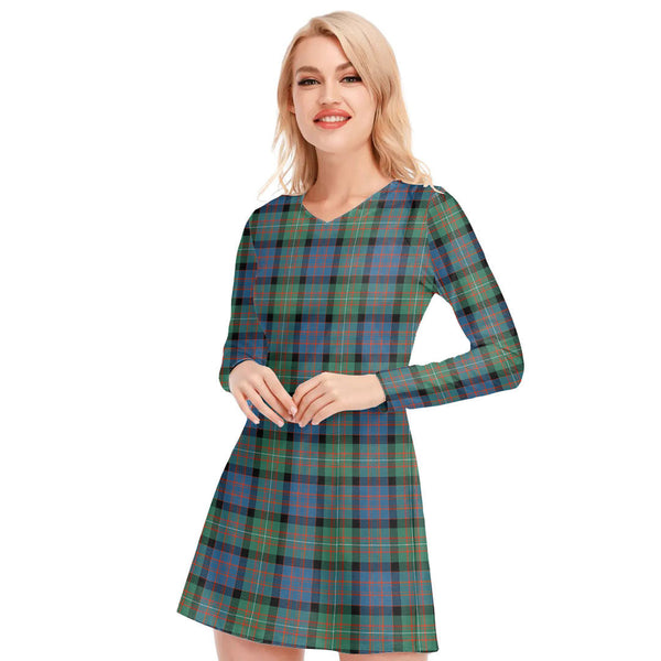 MacDonnell of Glengarry Ancient Tartan Plaid V-neck Long Sleeve Dress