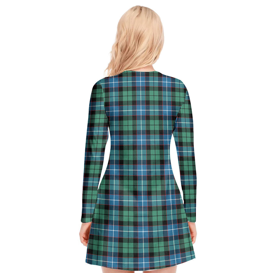 Galbraith Ancient Tartan Plaid V-neck Long Sleeve Dress