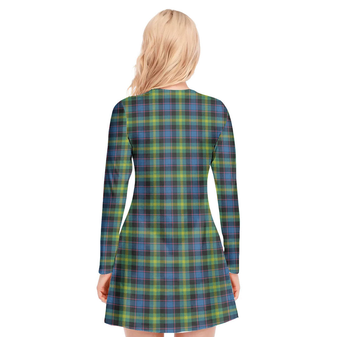 Watson Ancient Tartan Crest V-neck Long Sleeve Dress