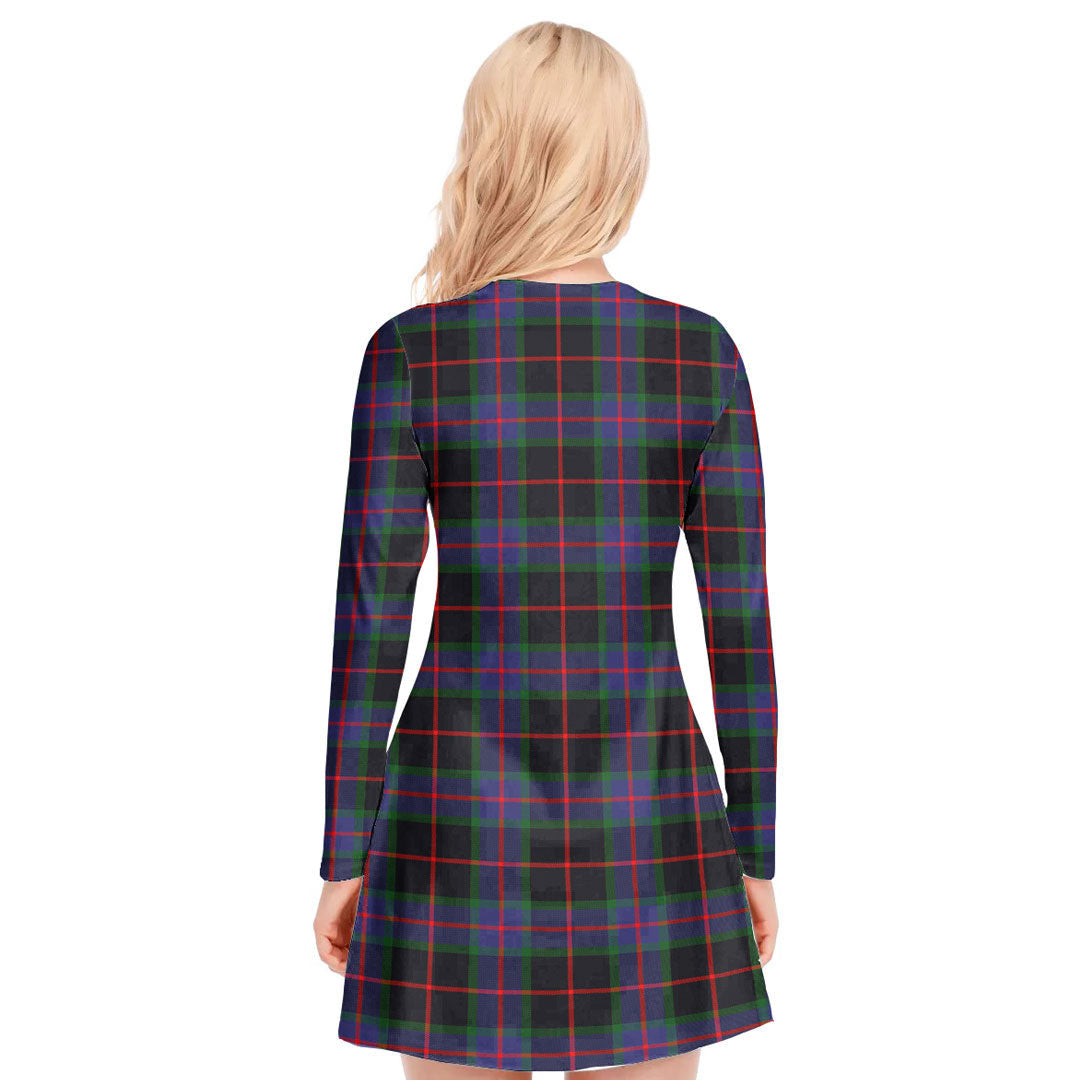 Nairn Tartan Plaid V-neck Long Sleeve Dress