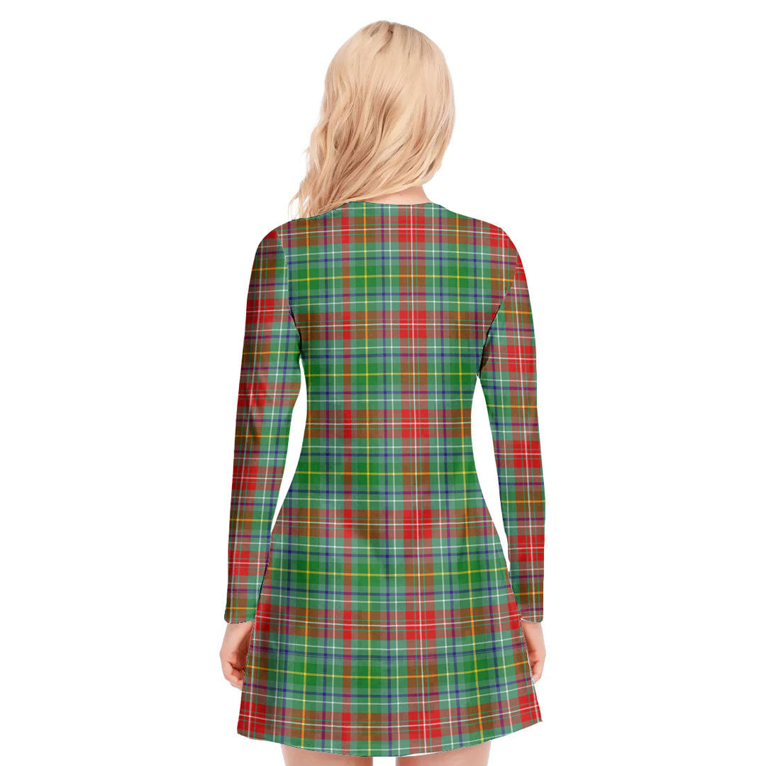 Muirhead Tartan Crest V-neck Long Sleeve Dress