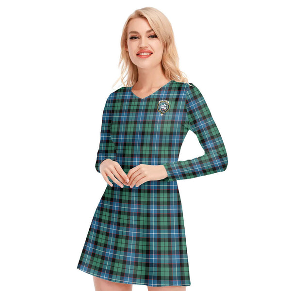 Galbraith Ancient Tartan Crest V-neck Long Sleeve Dress