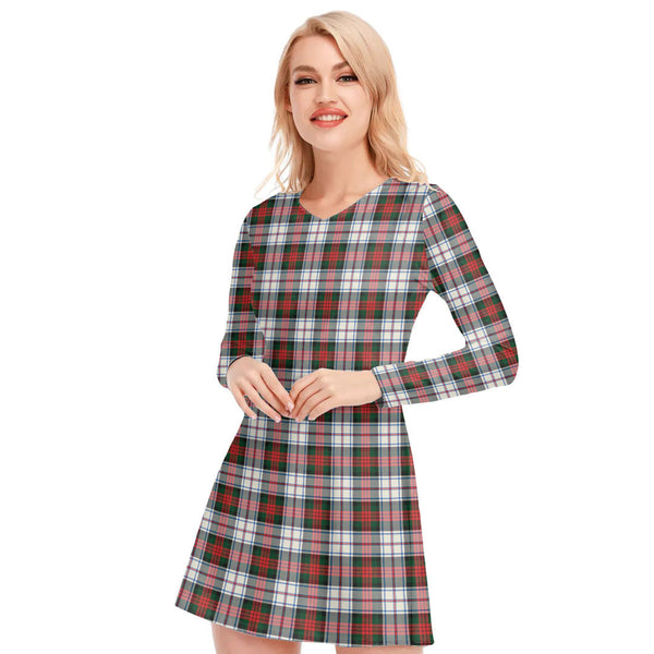 MacDuff Dress Modern Tartan Plaid V-neck Long Sleeve Dress