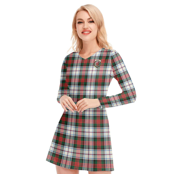 MacDuff Dress Modern Tartan Crest V-neck Long Sleeve Dress