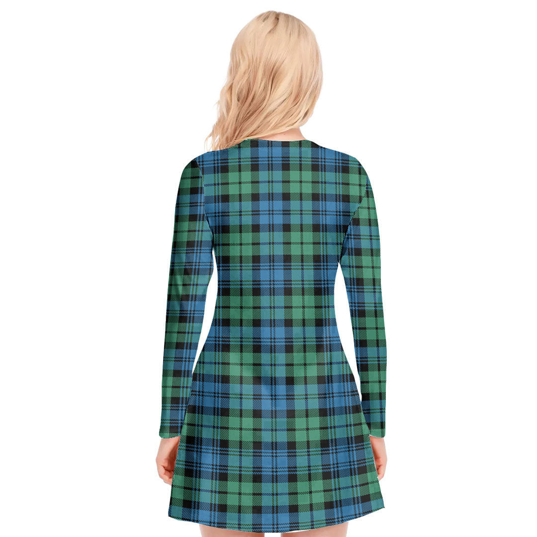 Campbell Ancient 01 Tartan Plaid V-neck Long Sleeve Dress