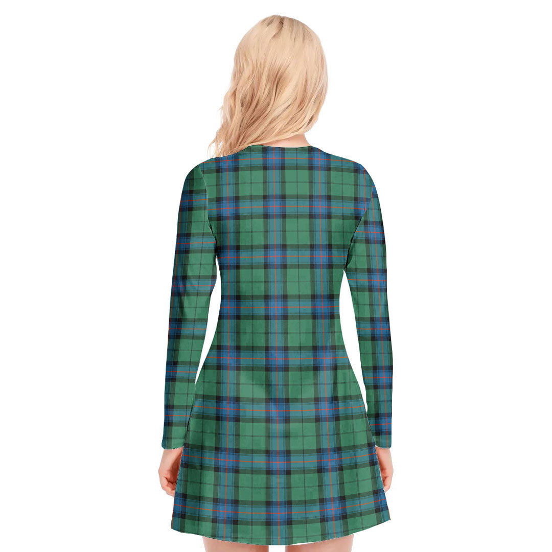 Armstrong Ancient Tartan Crest V-neck Long Sleeve Dress