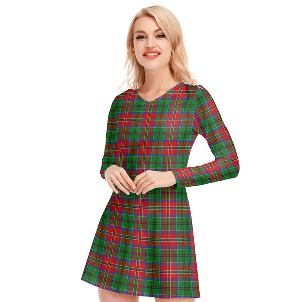 McCulloch Tartan Plaid V-neck Long Sleeve Dress