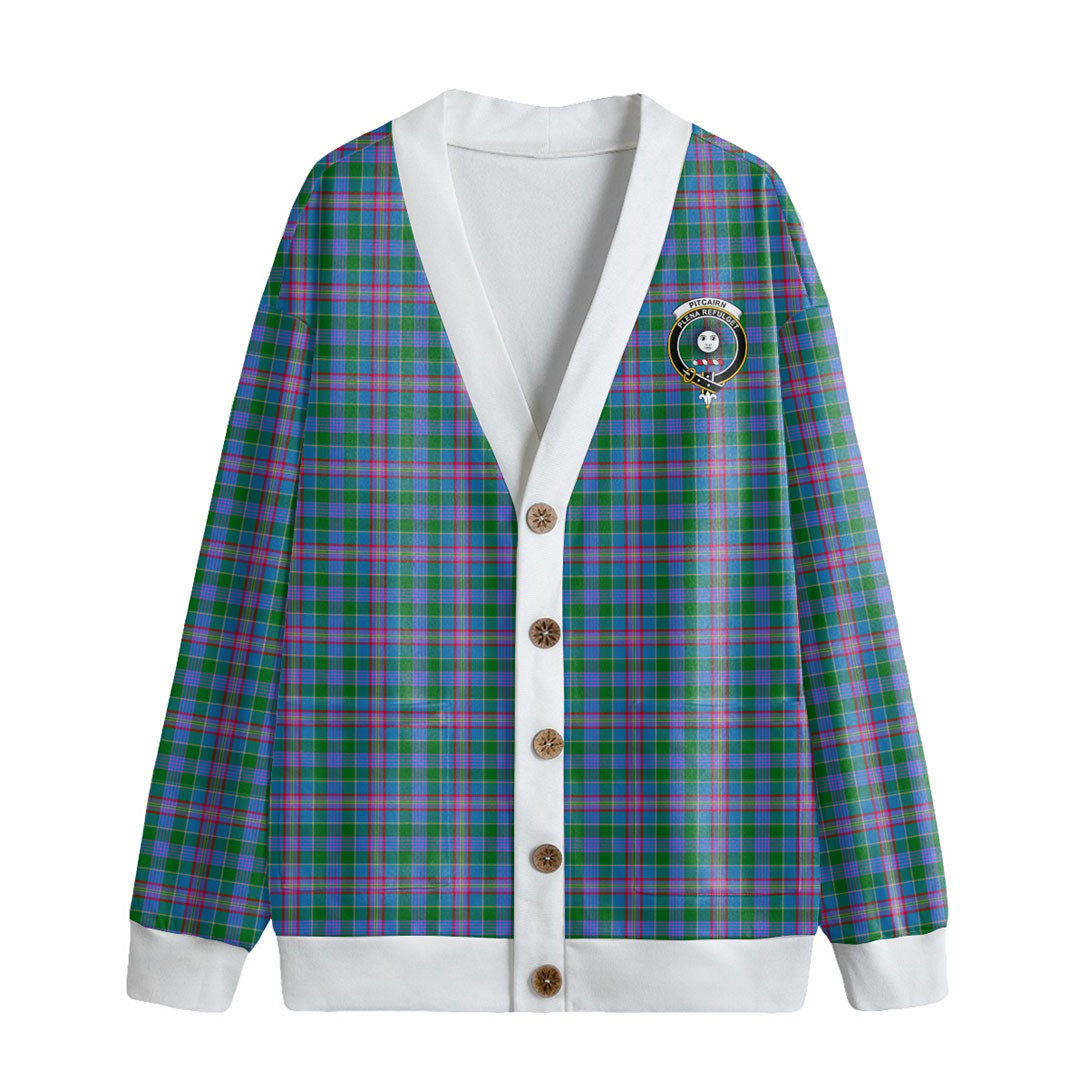 Pitcairn Hunting Tartan Crest Knitted Fleece Cardigan