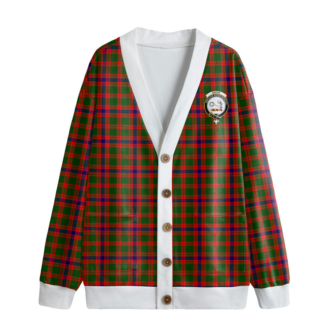 Skene Modern Tartan Crest Knitted Fleece Cardigan