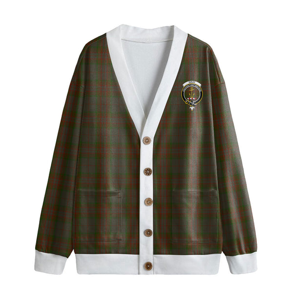 Gray Tartan Crest Knitted Fleece Cardigan