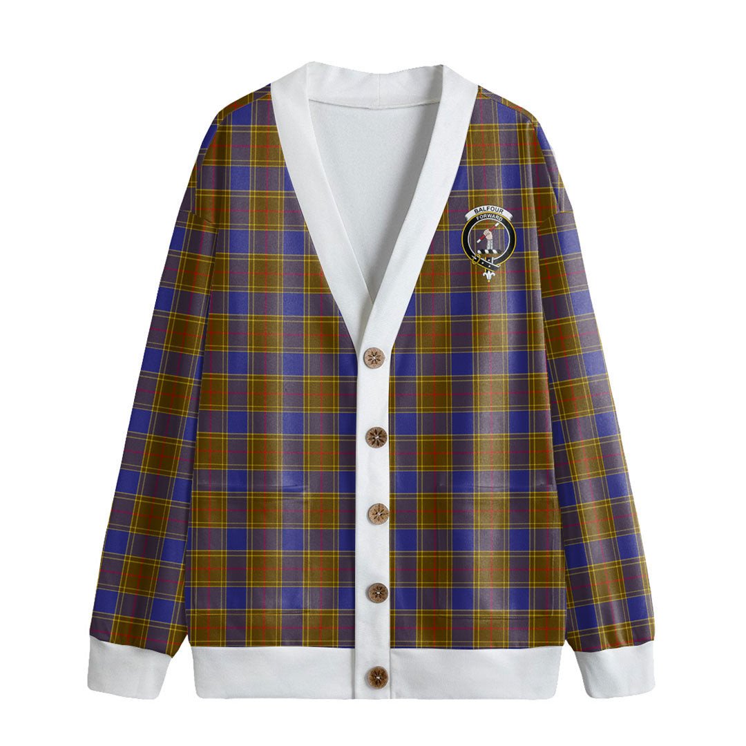 Balfour Modern Tartan Crest Knitted Fleece Cardigan