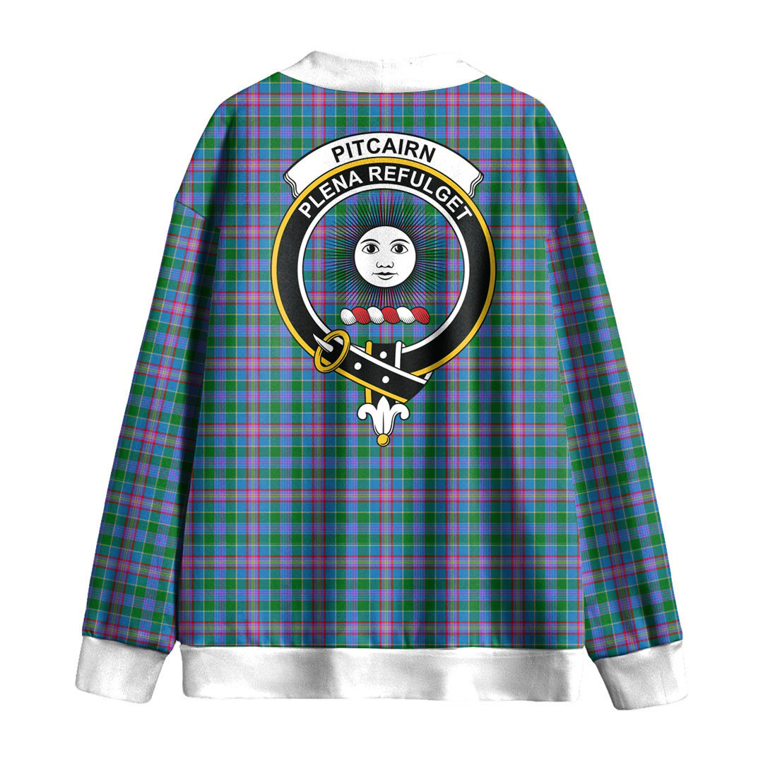 Pitcairn Hunting Tartan Crest Knitted Fleece Cardigan