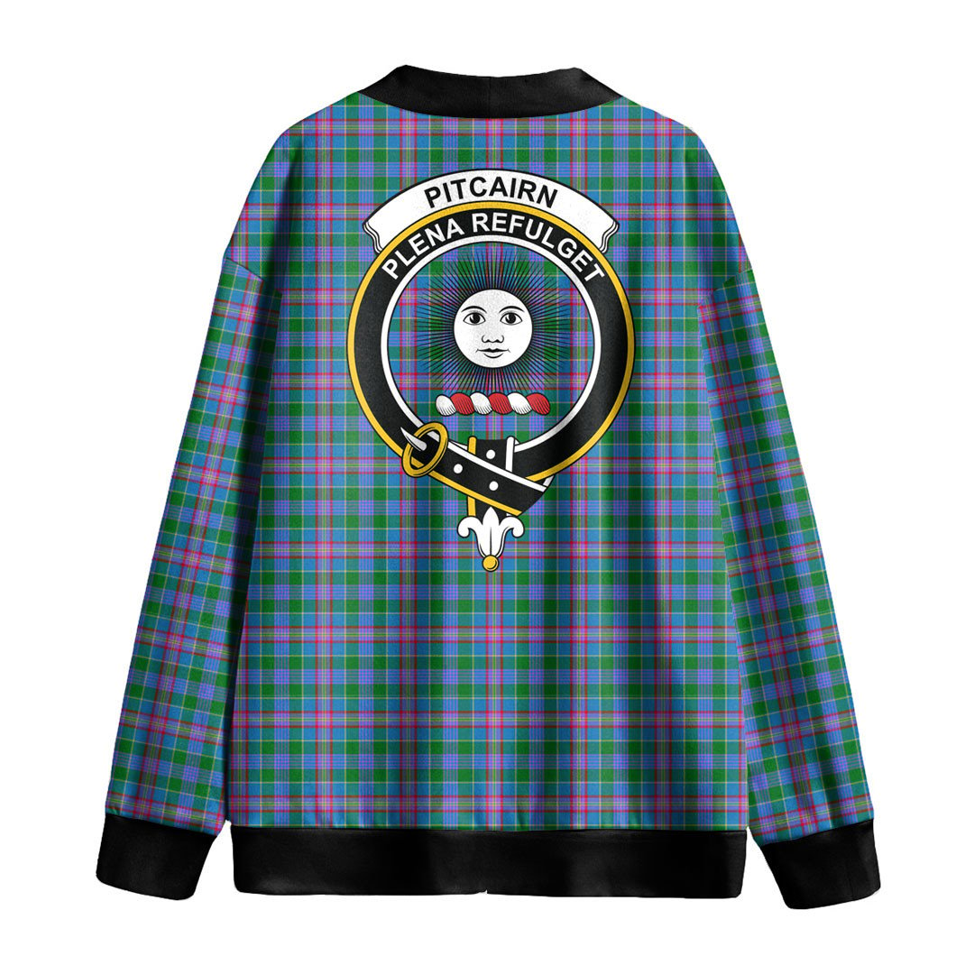 Pitcairn Hunting Tartan Crest Knitted Fleece Cardigan