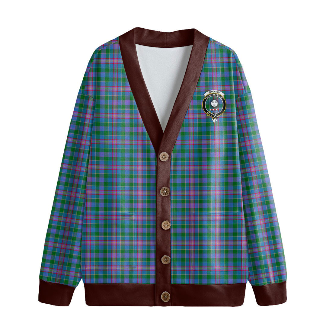 Pitcairn Hunting Tartan Crest Knitted Fleece Cardigan