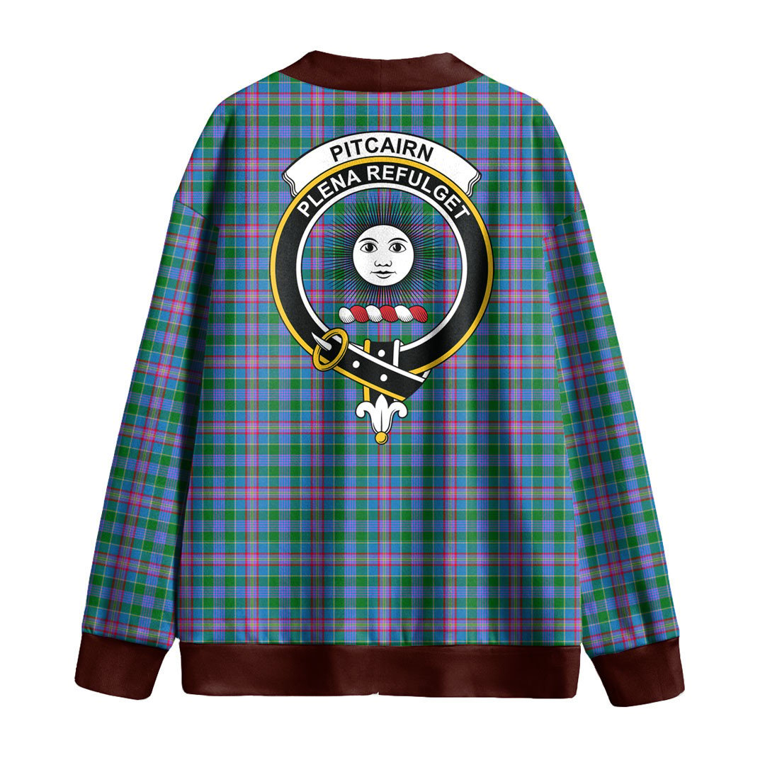 Pitcairn Hunting Tartan Crest Knitted Fleece Cardigan