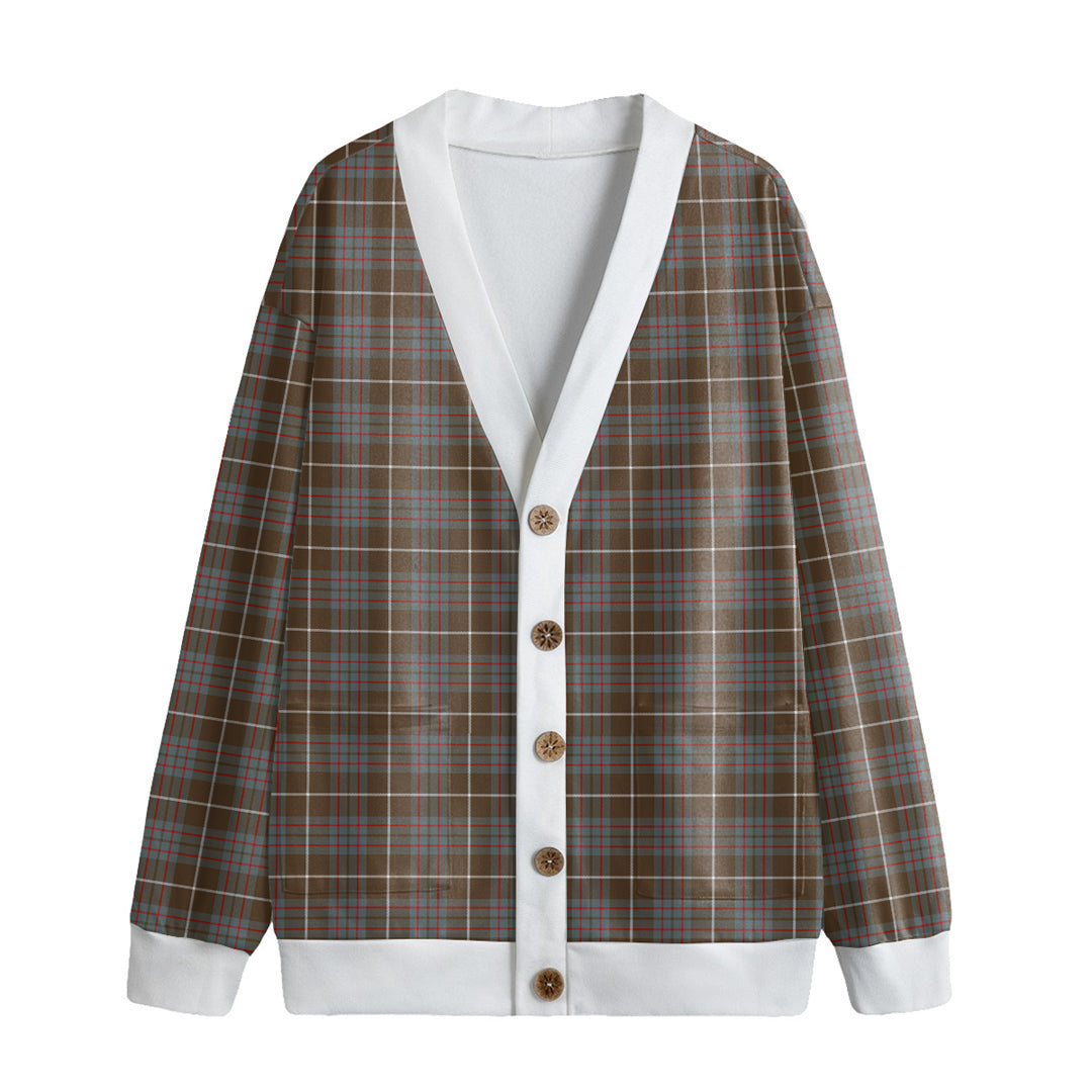 MacIntyre Hunting Weathered Tartan Plaid Knitted Fleece Cardigan