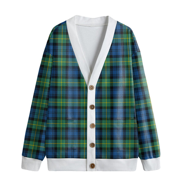 Gordon Ancient Tartan Plaid Knitted Fleece Cardigan