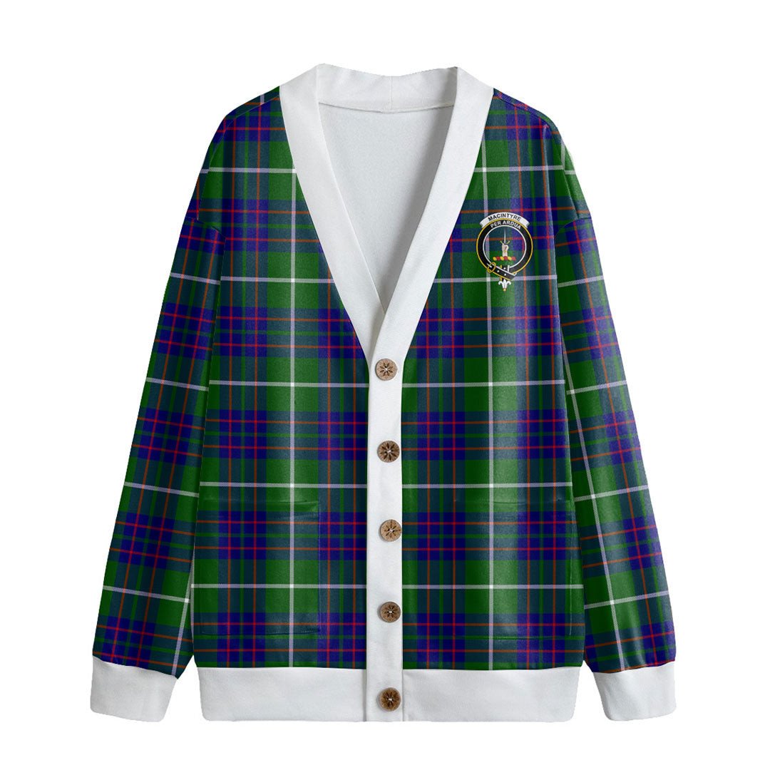 MacIntyre Hunting Modern Tartan Crest Knitted Fleece Cardigan