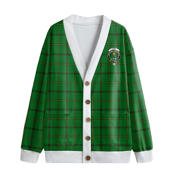 Don _Tribe of Mar Tartan Crest Knitted Fleece Cardigan