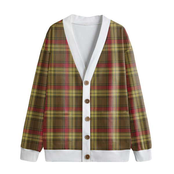 MacMillan Old Weathered Tartan Plaid Knitted Fleece Cardigan