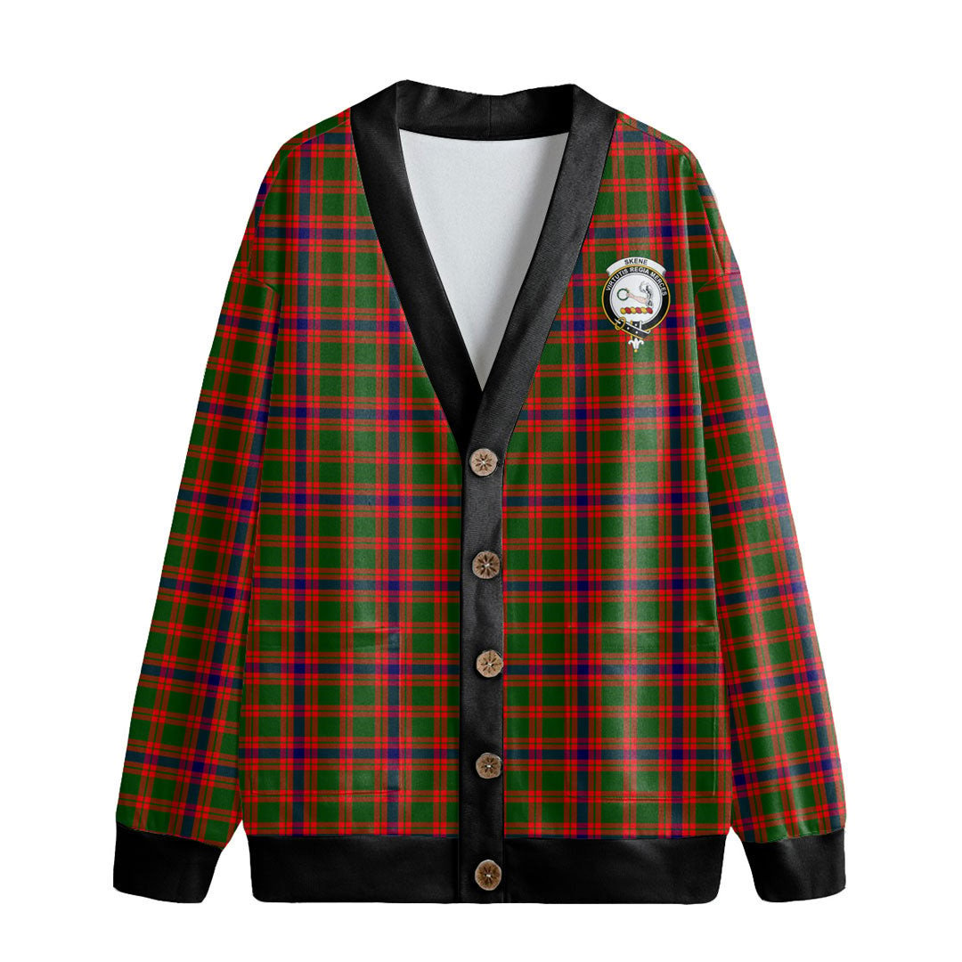 Skene Modern Tartan Crest Knitted Fleece Cardigan