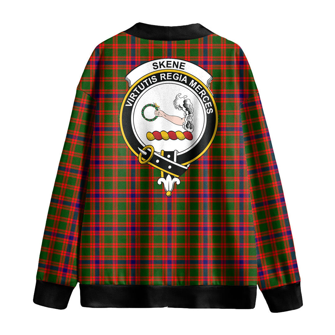 Skene Modern Tartan Crest Knitted Fleece Cardigan