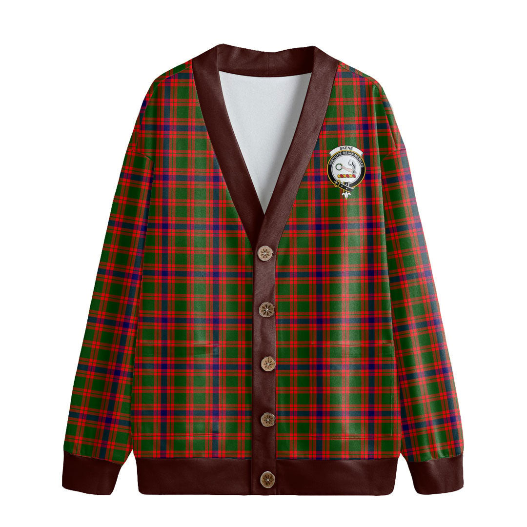 Skene Modern Tartan Crest Knitted Fleece Cardigan