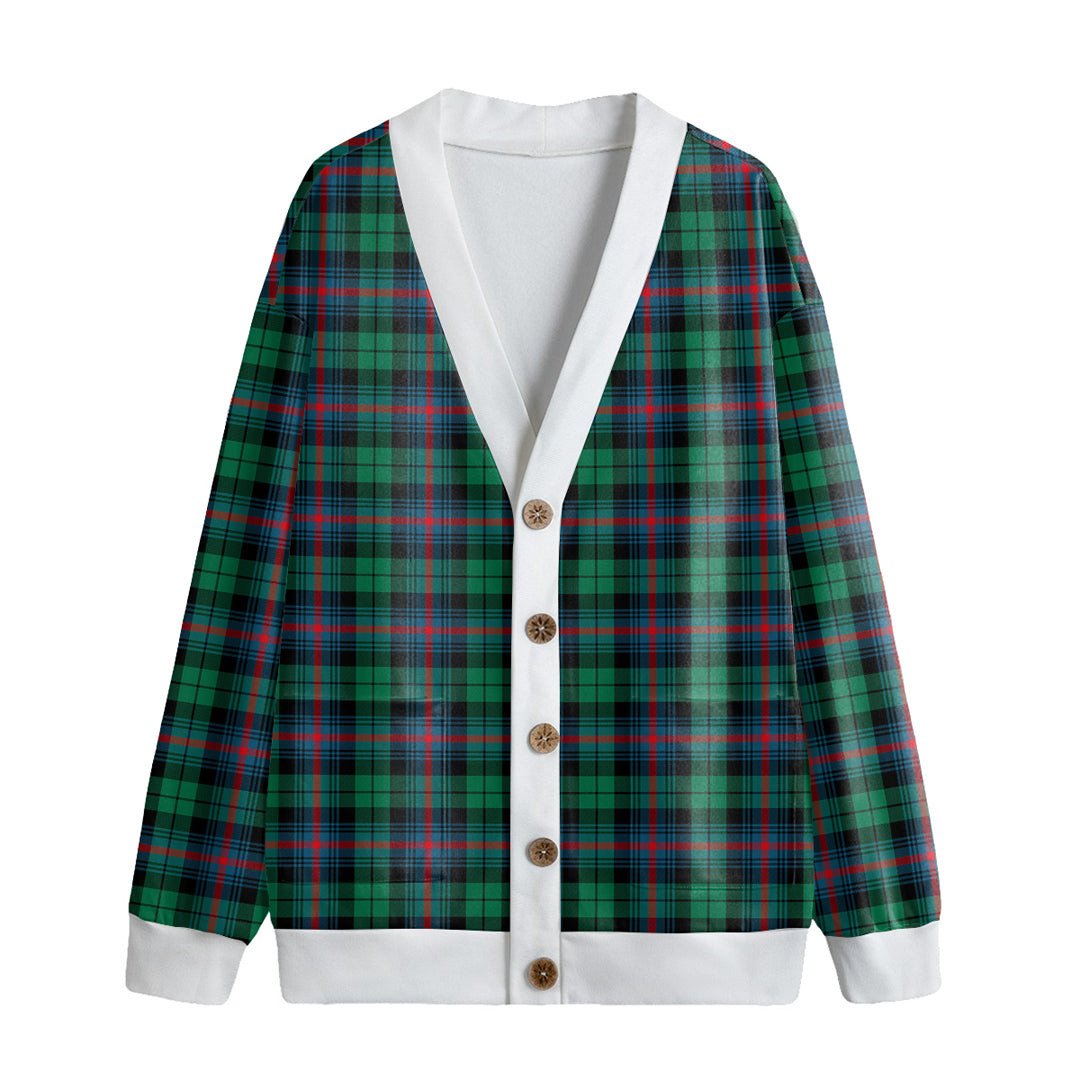 Urquhart Broad Red Ancient Tartan Plaid Knitted Fleece Cardigan