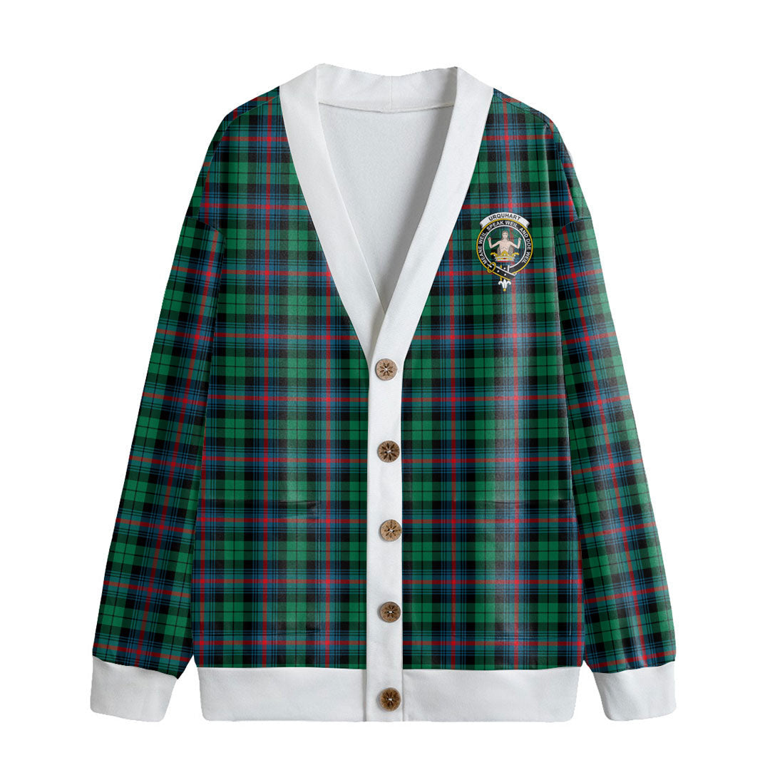 Urquhart Broad Red Ancient Tartan Crest Knitted Fleece Cardigan