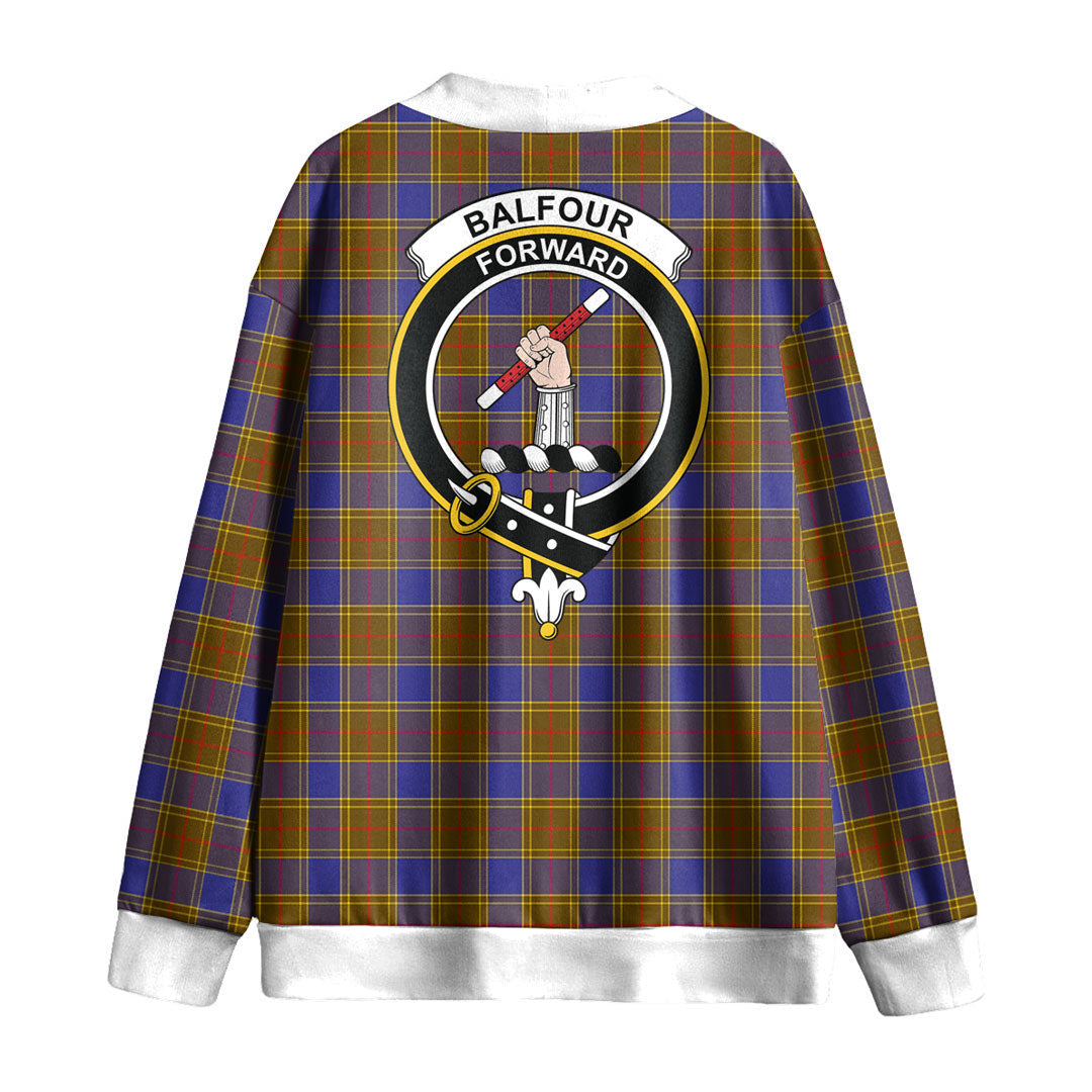 Balfour Modern Tartan Crest Knitted Fleece Cardigan