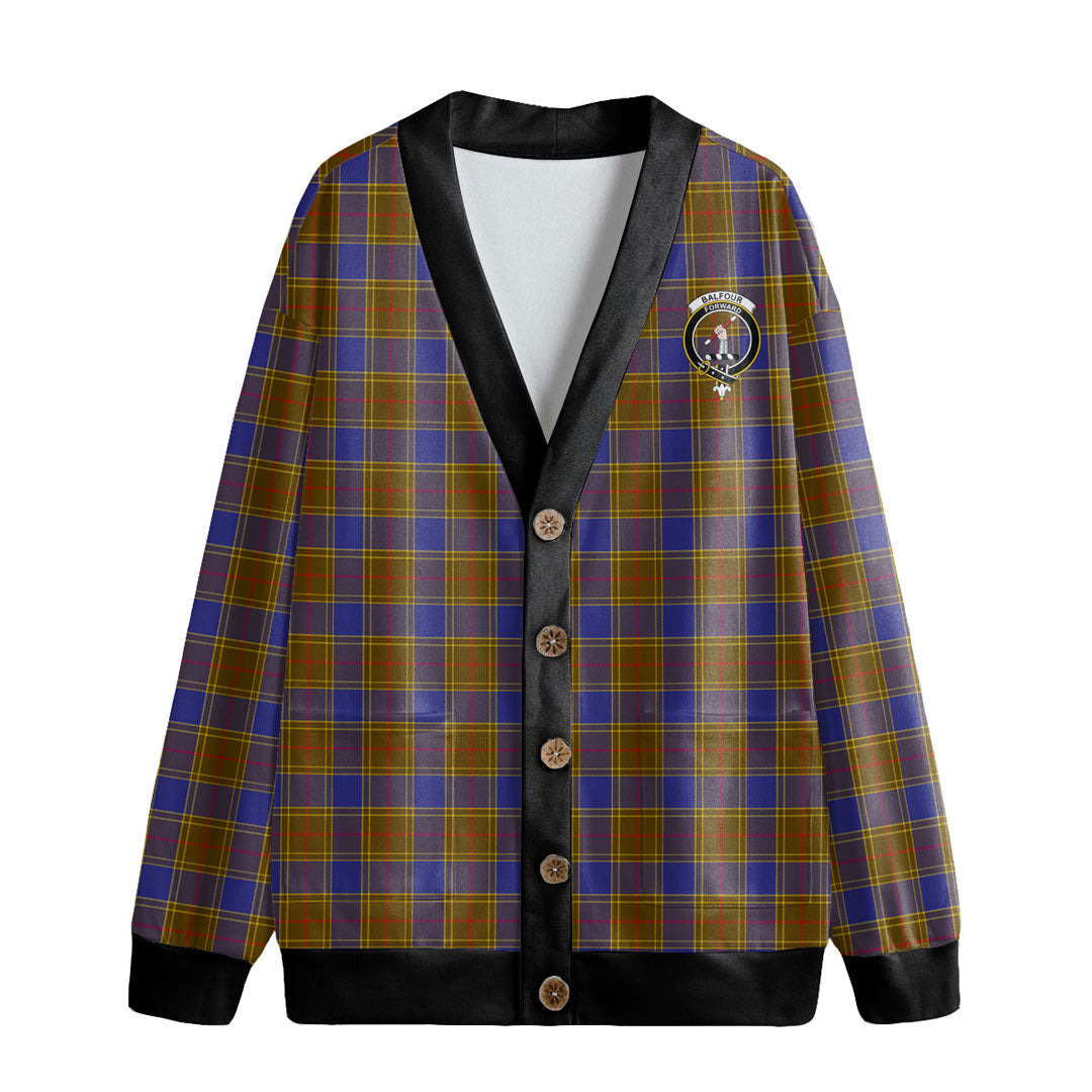 Balfour Modern Tartan Crest Knitted Fleece Cardigan