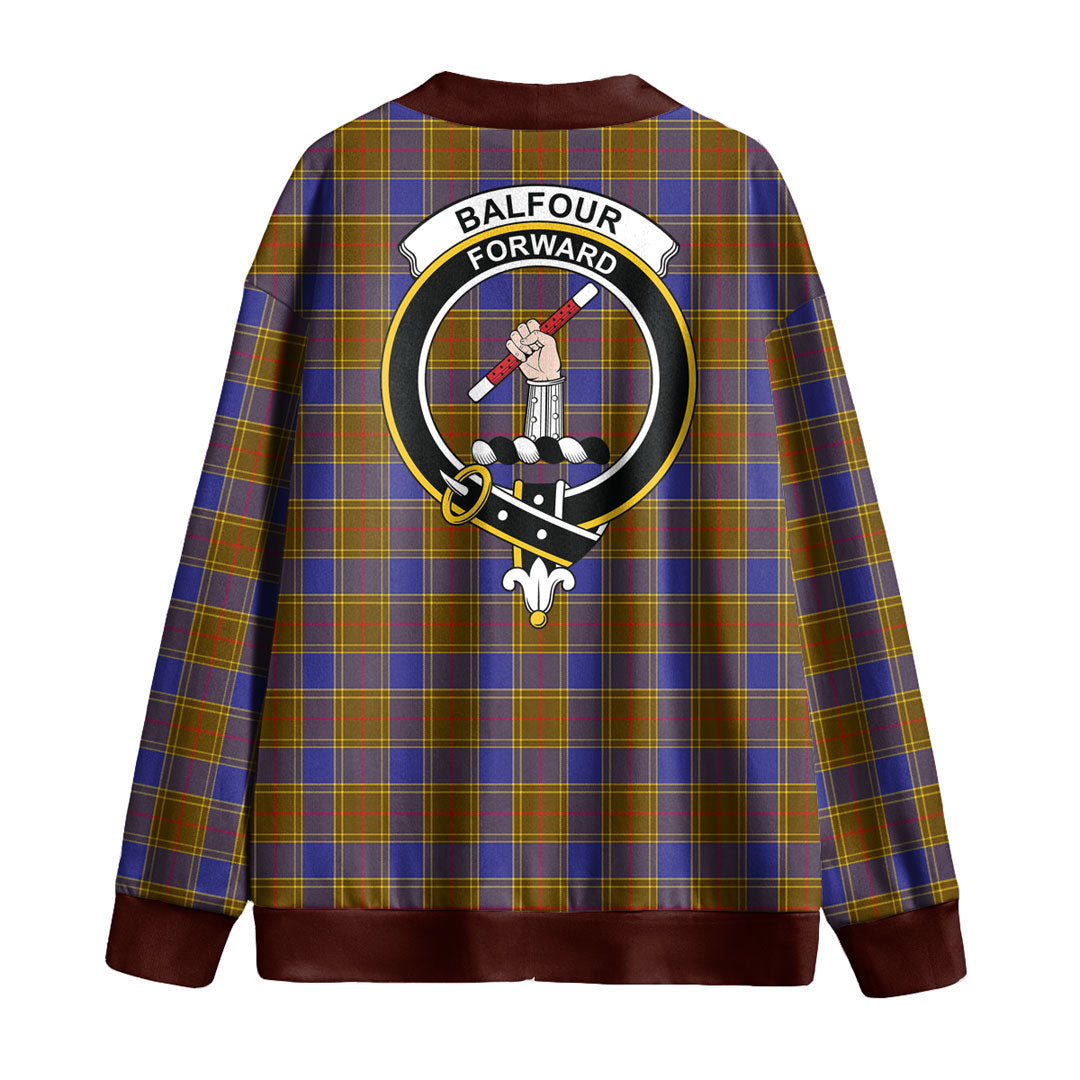 Balfour Modern Tartan Crest Knitted Fleece Cardigan