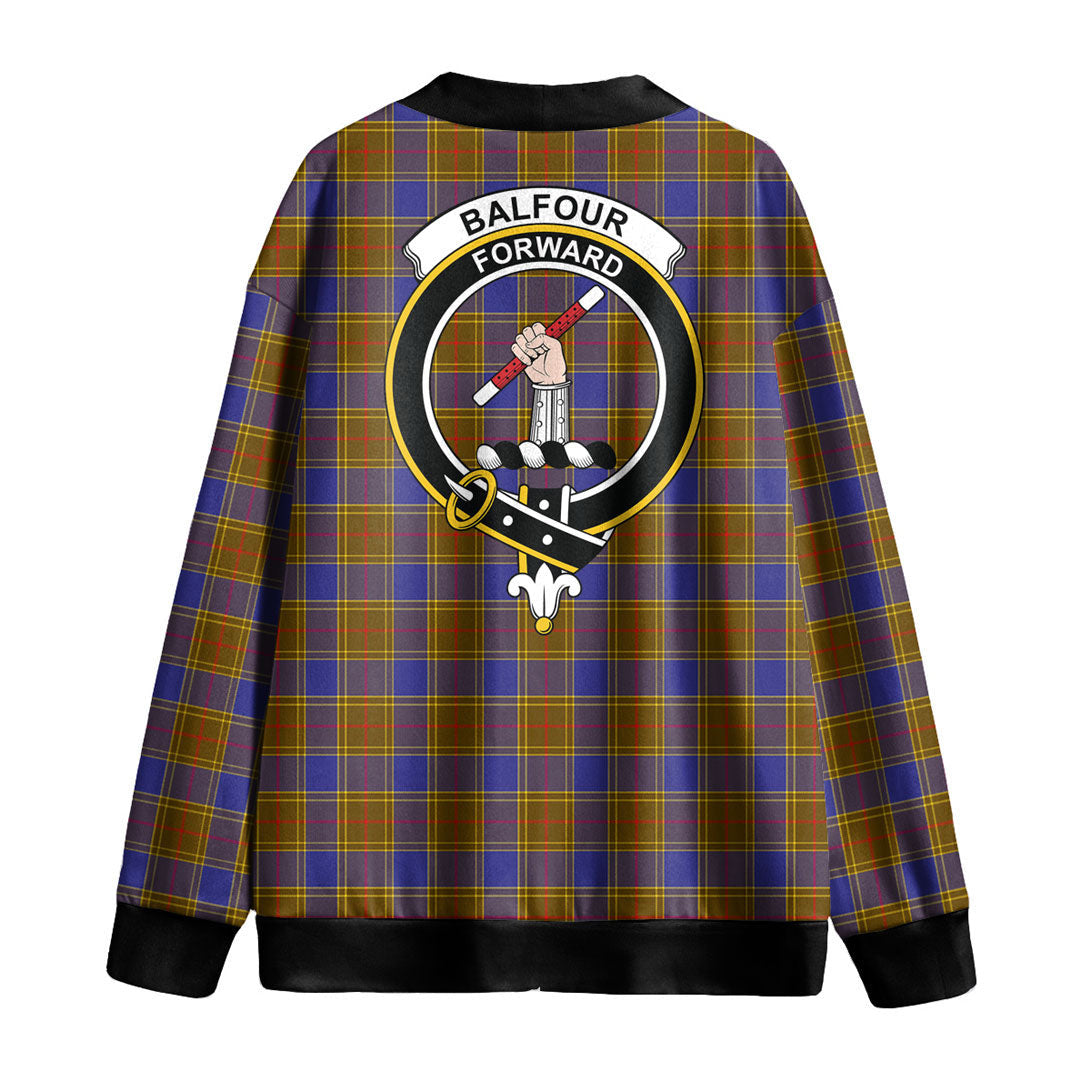 Balfour Modern Tartan Crest Knitted Fleece Cardigan