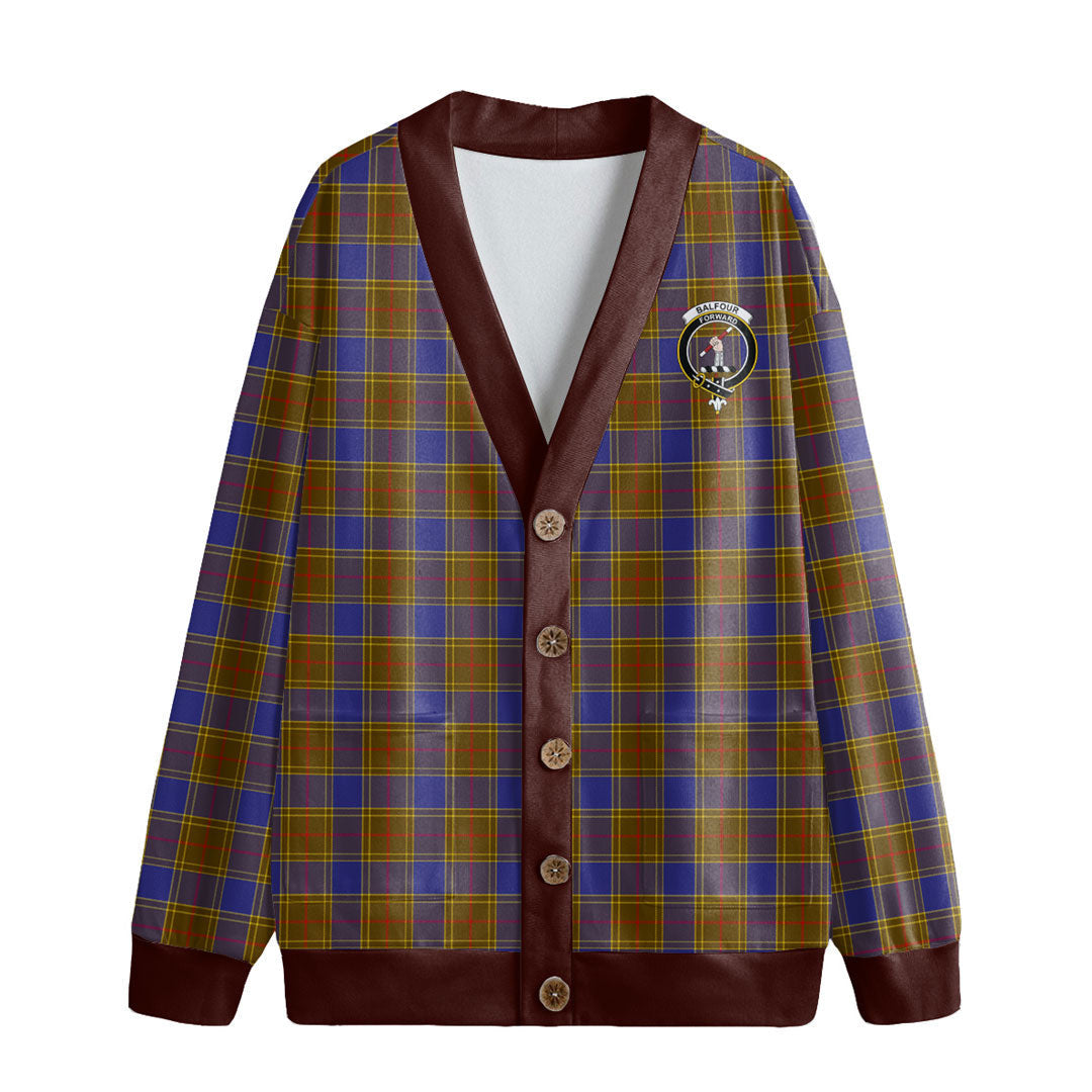 Balfour Modern Tartan Crest Knitted Fleece Cardigan