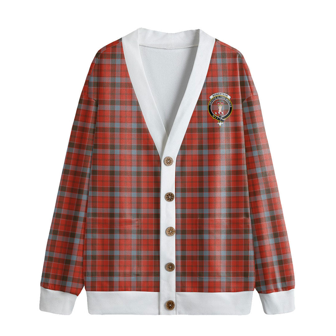 Robertson Weathered Tartan Crest Knitted Fleece Cardigan