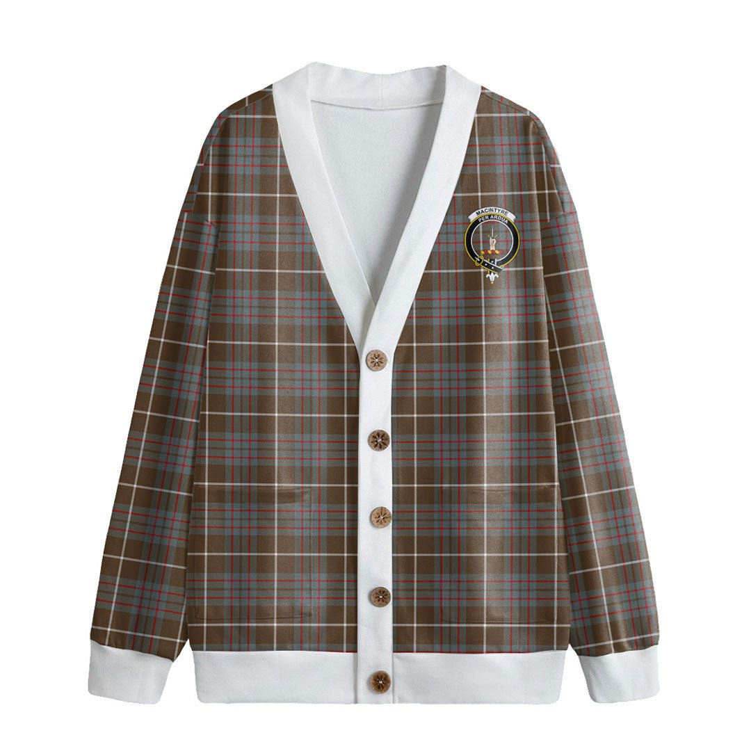 MacIntyre Hunting Weathered Tartan Crest Knitted Fleece Cardigan