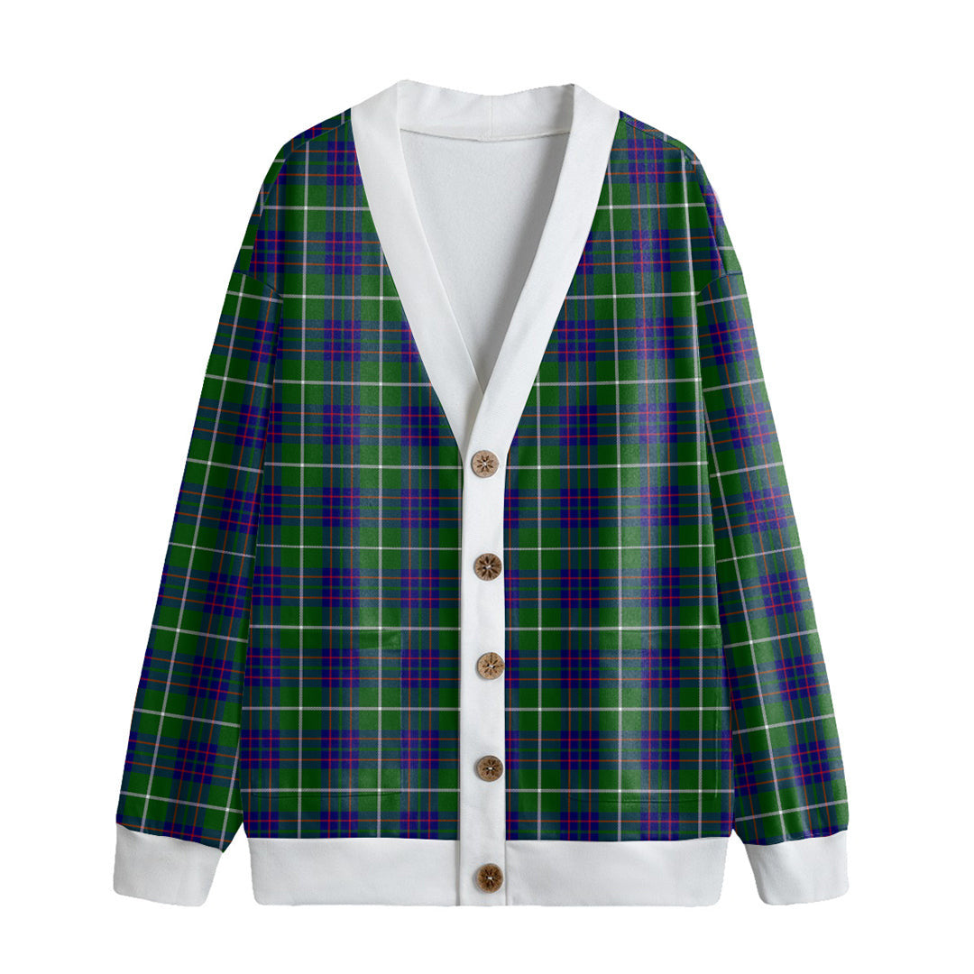 MacIntyre Hunting Modern Tartan Plaid Knitted Fleece Cardigan