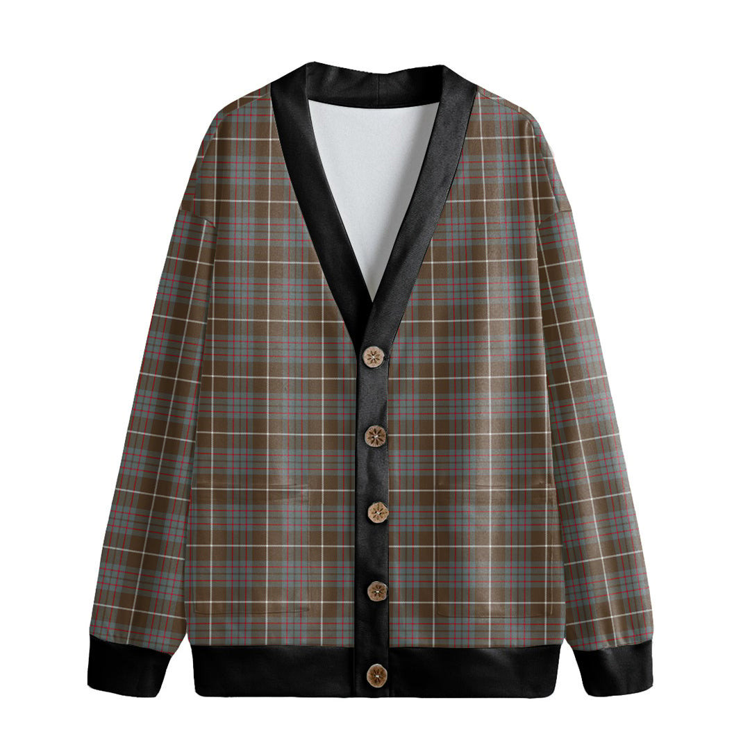 MacIntyre Hunting Weathered Tartan Plaid Knitted Fleece Cardigan